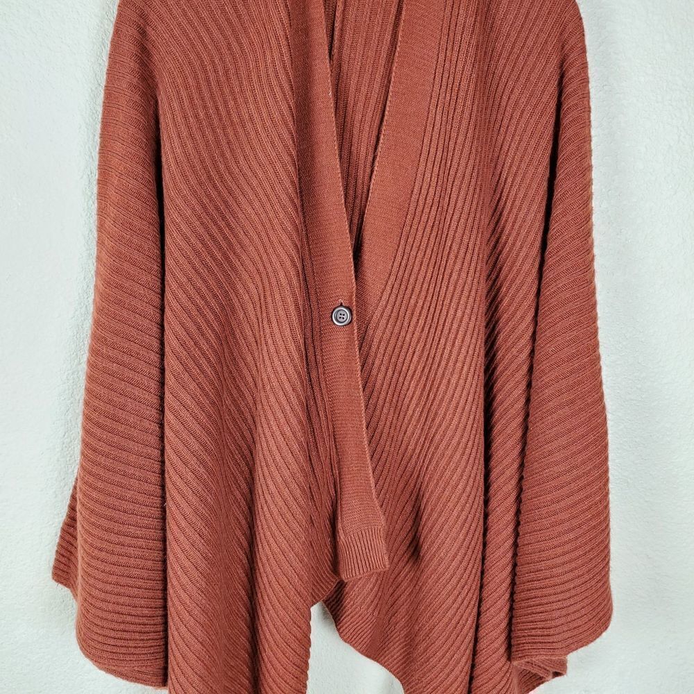 Button Closure Rust Textured Wool Blend Cardigan … - image 2